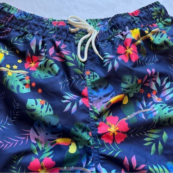 U.S. Surf Club Men's Swim Trunks Blue/Green Multi Tropical Print Size Large - Picture 5 of 7